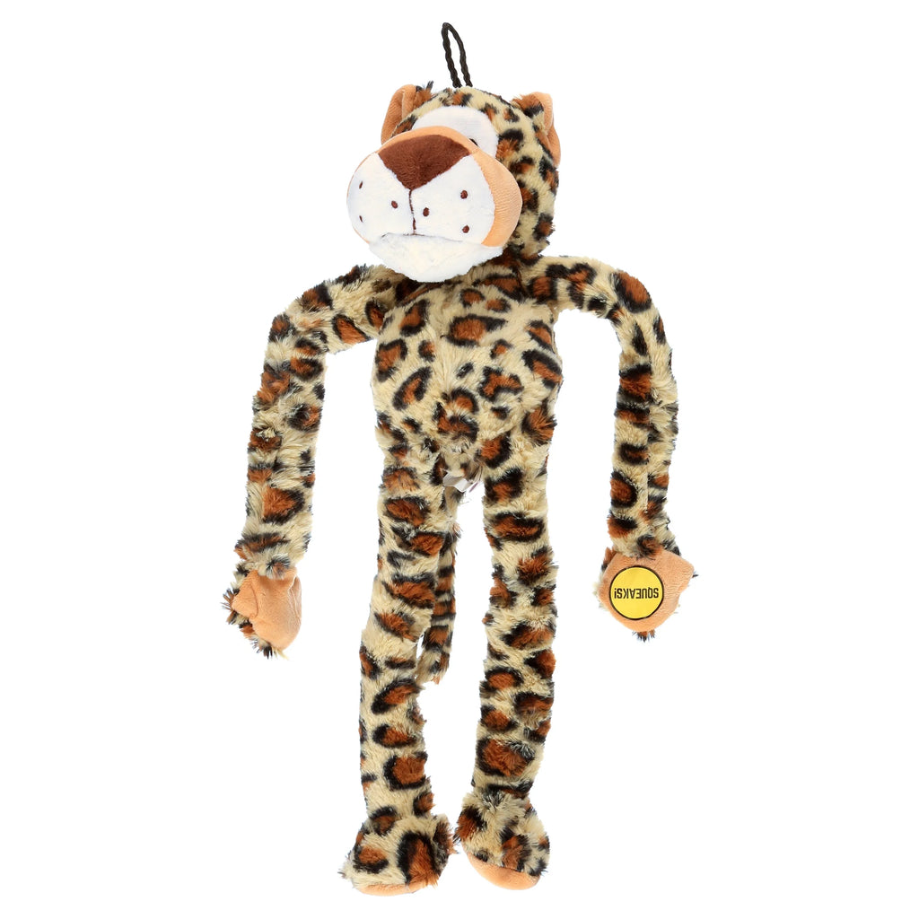Swingin' Safari Plush Leopard Dog Toy with Squeakers, 19 Inches