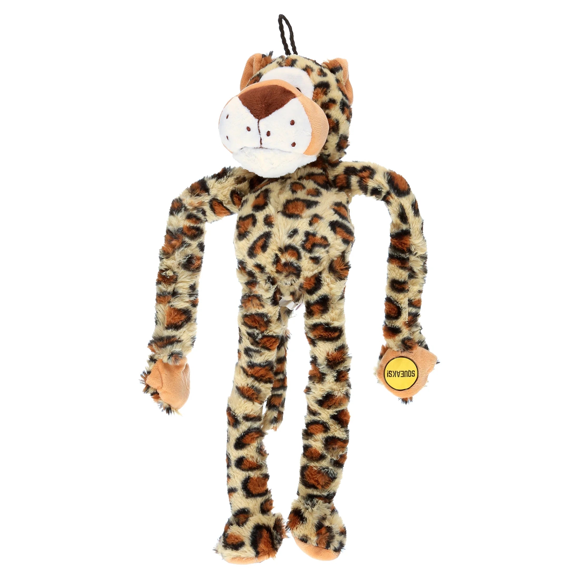 Swingin' Safari Plush Leopard Dog Toy with Squeakers, 19 Inches