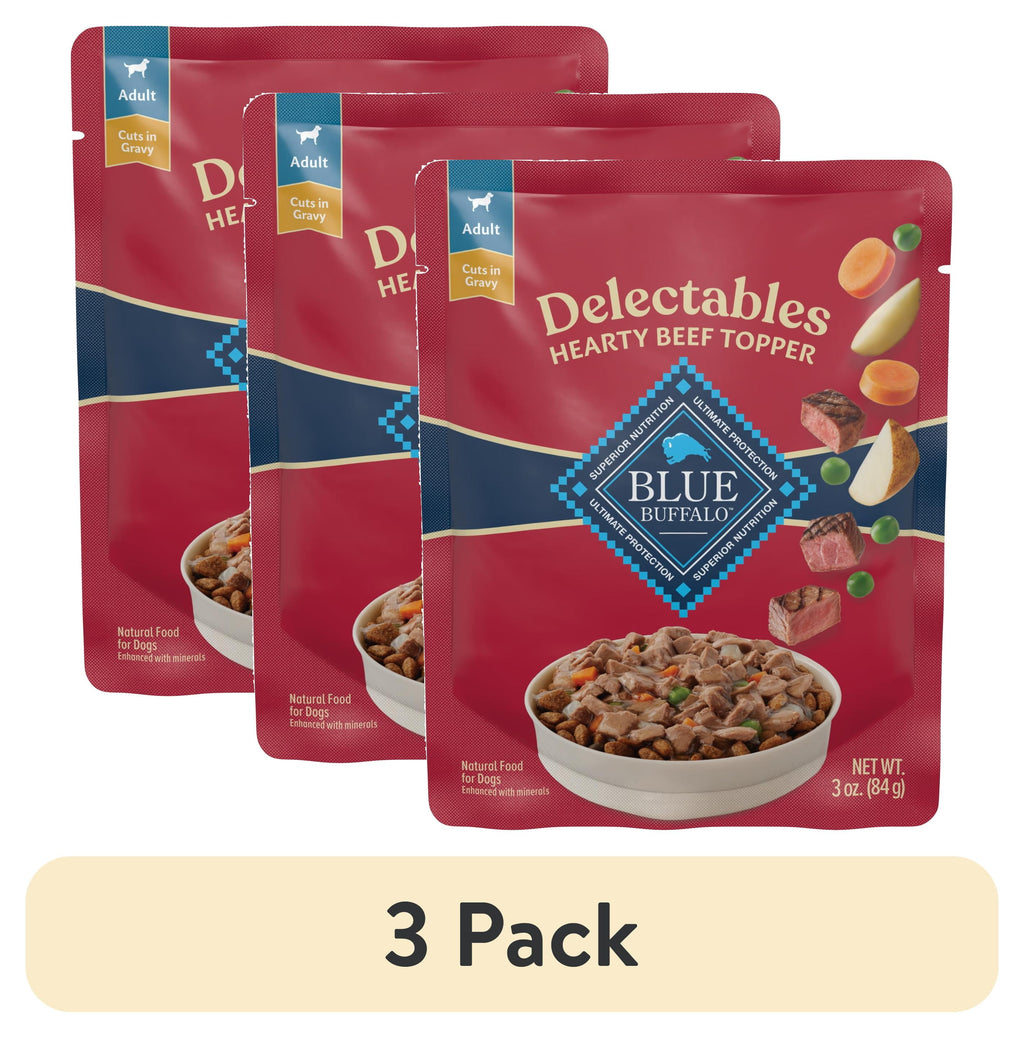 (3 Pack)  Delectables Natural Wet Dog Food Toppers, Hearty Beef, 3-Oz Pouch