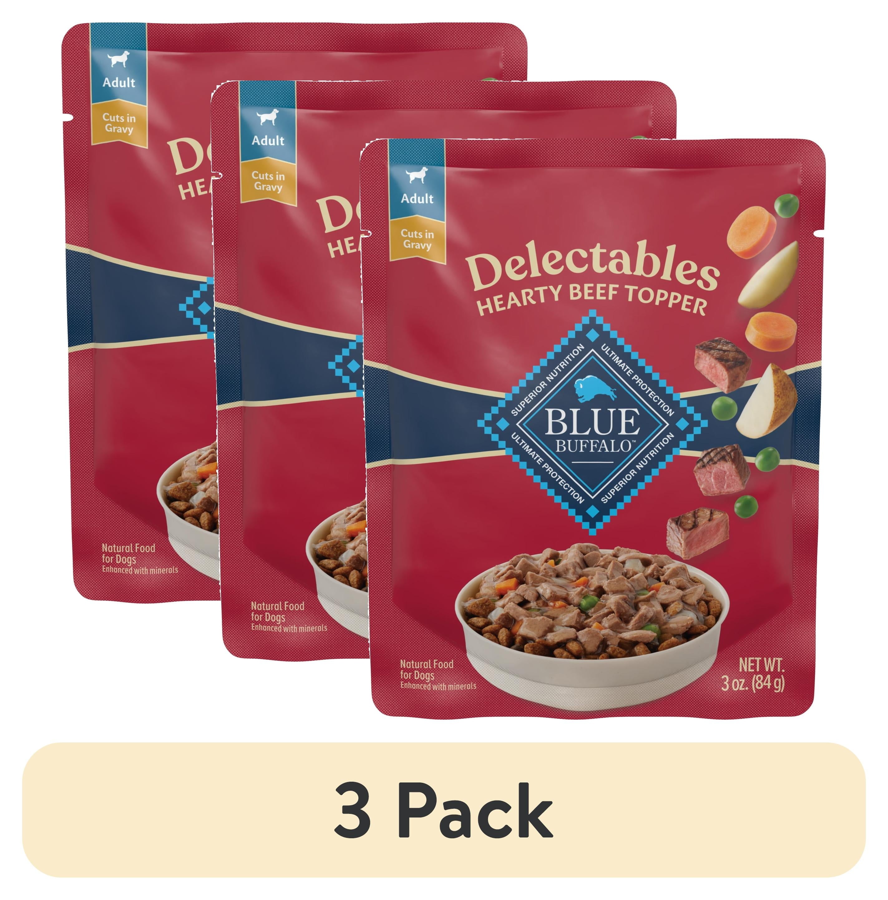 (3 Pack)  Delectables Natural Wet Dog Food Toppers, Hearty Beef, 3-Oz Pouch