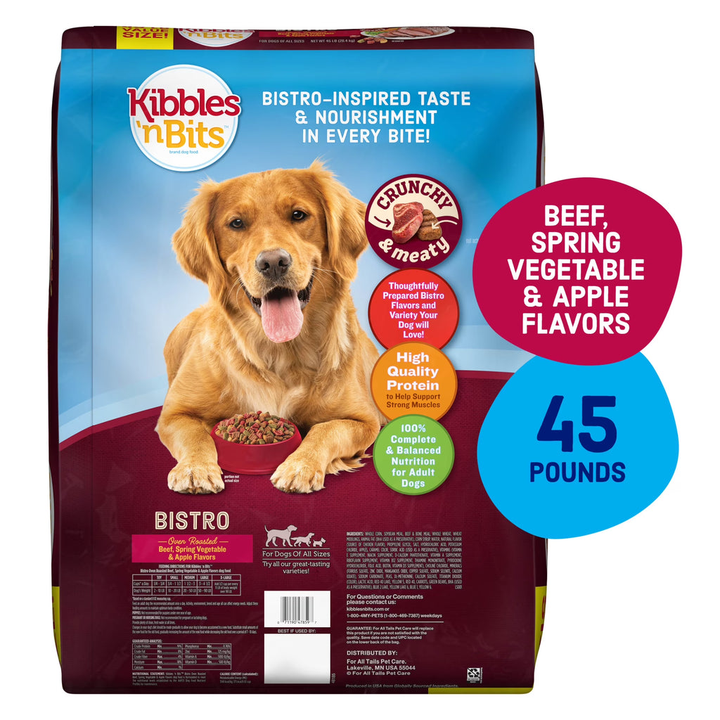 Kibbles 'N Bits Bistro Oven Roasted Beef, Vegetable & Apple Flavors Dry Dog Food, 45 Lb.