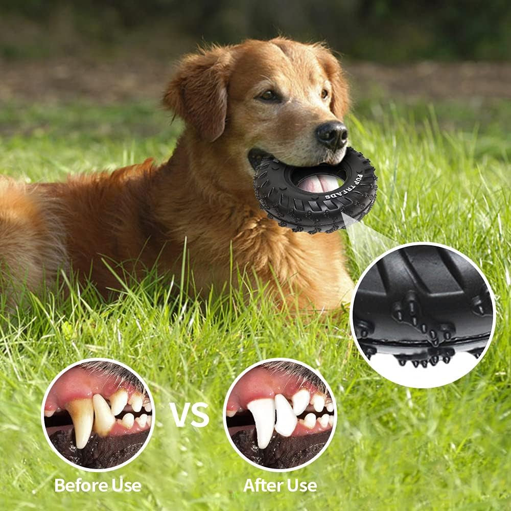 Dog Chew Toys for Aggressive Chewers，Tough Durable Cleaning Toothbrush Natural Rubber Indestructible Dog Toys，Biting Chasing Training Pet Toy for Small and Medium Dog Puppy (Black)