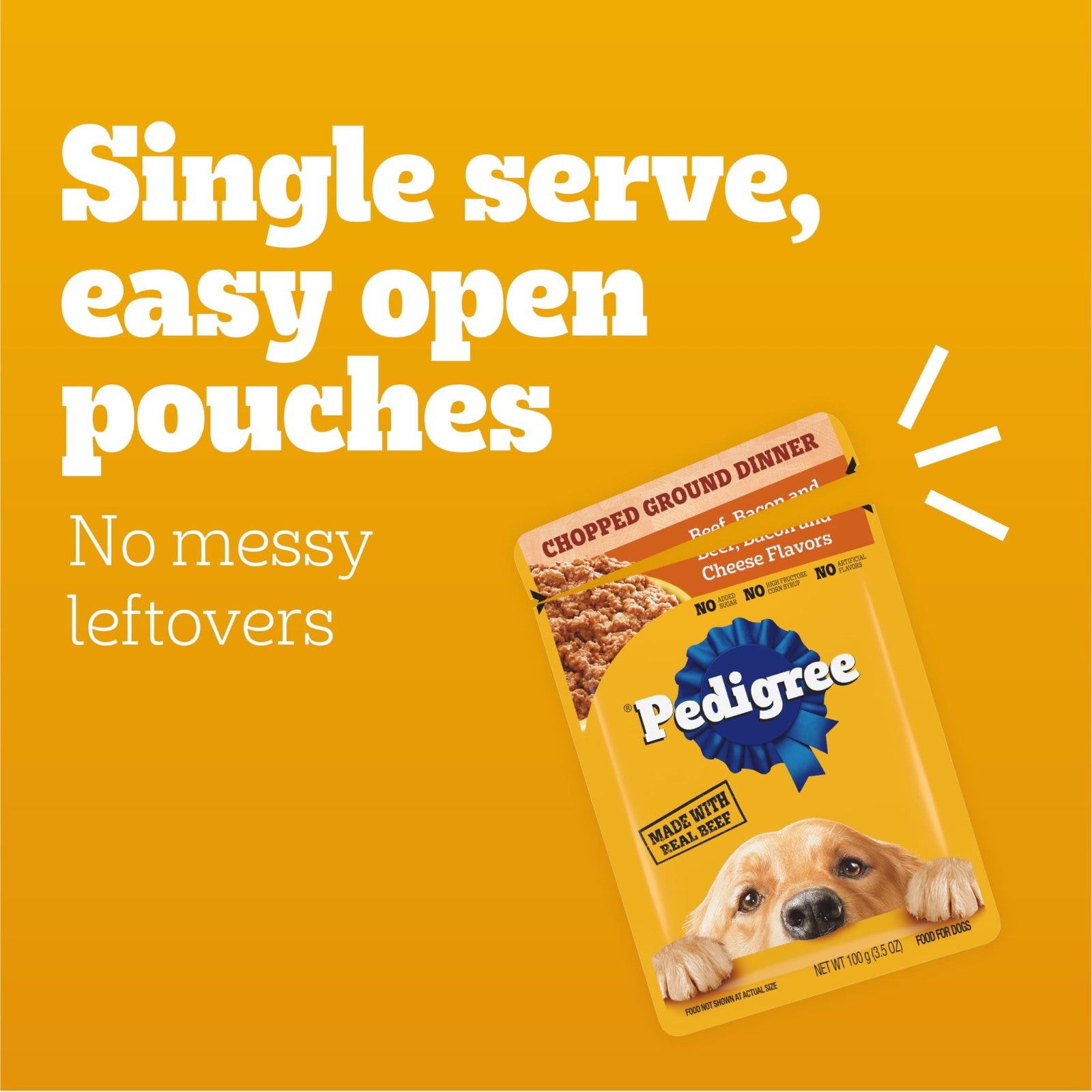 PEDIGREE CHOPPED GROUND DINNER Adult Soft Wet Dog Food, Beef, Bacon & Cheese