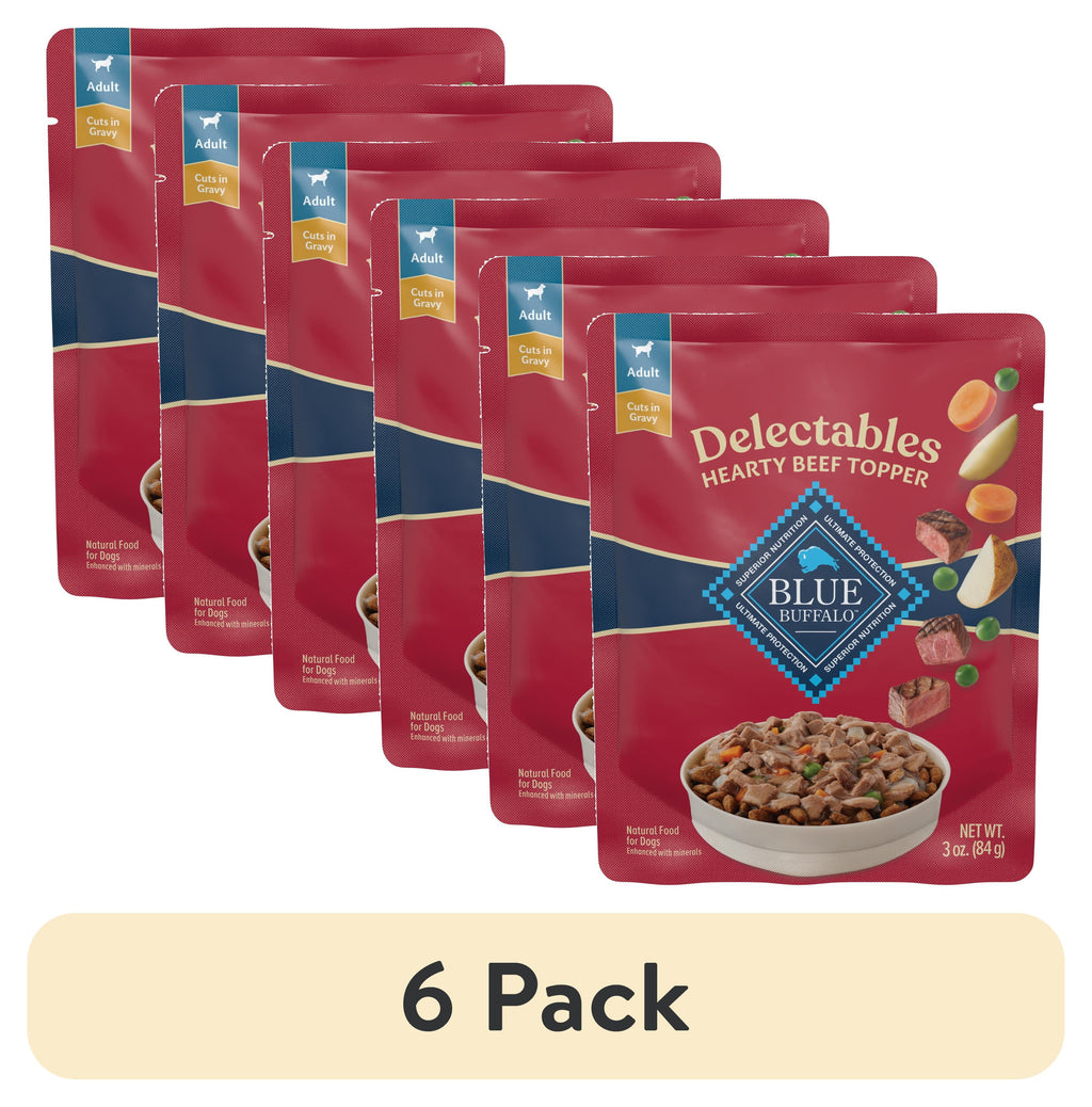 (6 Pack)  Delectables Natural Wet Dog Food Toppers, Hearty Beef, 3-Oz Pouch