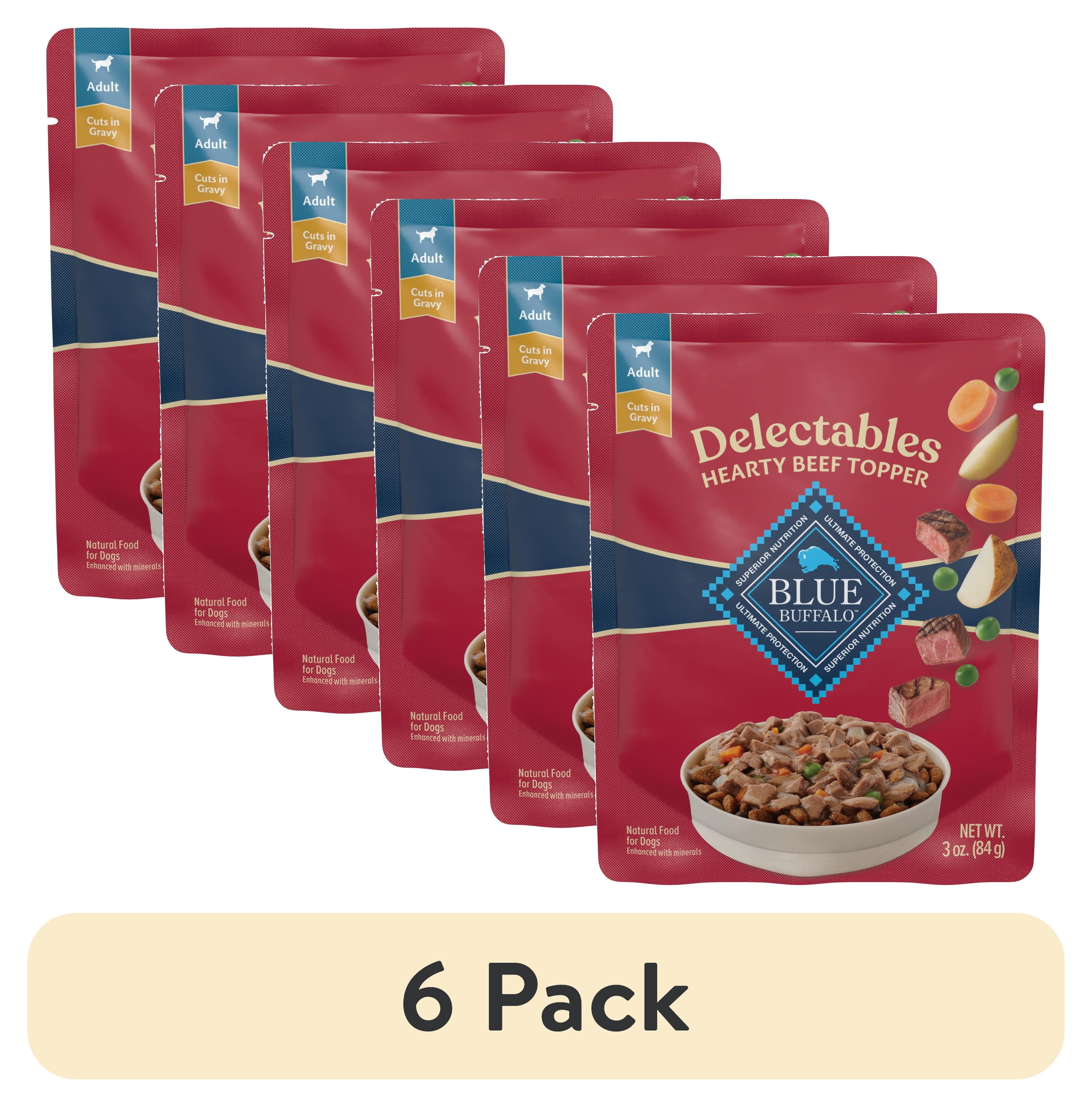 (6 Pack)  Delectables Natural Wet Dog Food Toppers, Hearty Beef, 3-Oz Pouch