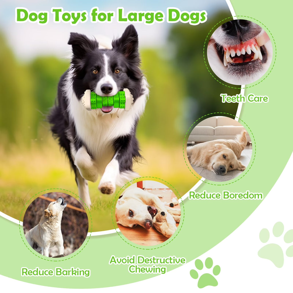 Interactive Dog Chew Toy-Brightly Colored Dog Enrichment Toy for Aggressive Chewers-Green