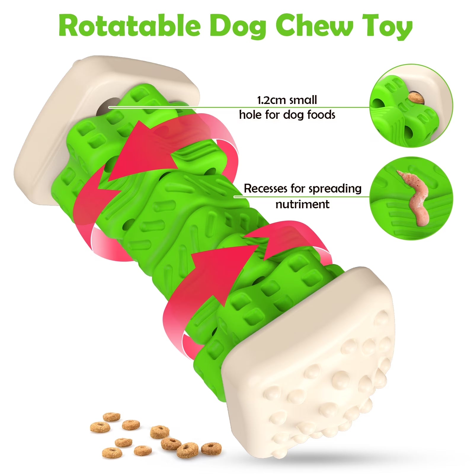Interactive Dog Chew Toy-Brightly Colored Dog Enrichment Toy for Aggressive Chewers-Green