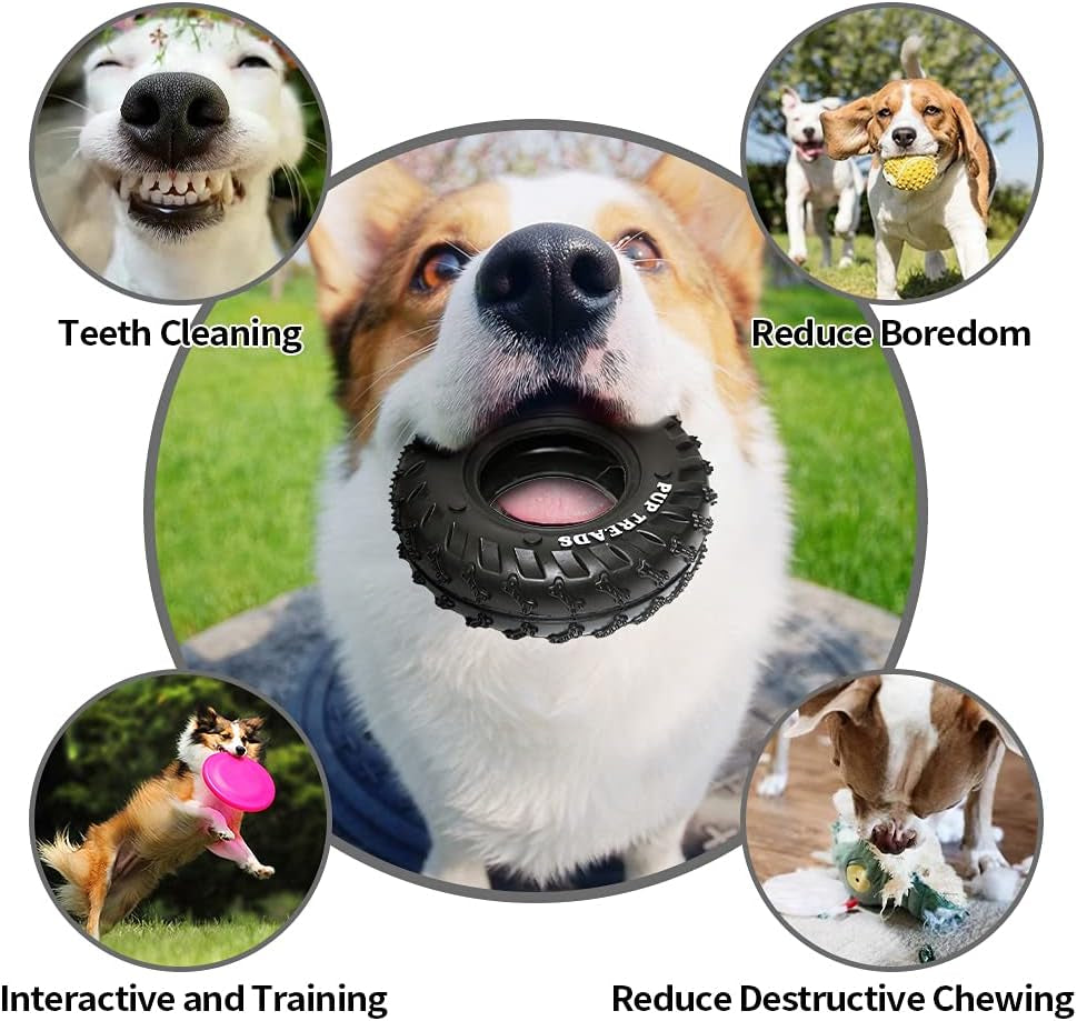Dog Chew Toys for Aggressive Chewers，Tough Durable Cleaning Toothbrush Natural Rubber Indestructible Dog Toys，Biting Chasing Training Pet Toy for Small and Medium Dog Puppy (Black)