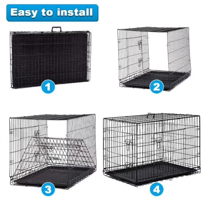 Animal Pet Cage with Plastic Tray and Handle, 36 Inches, Large