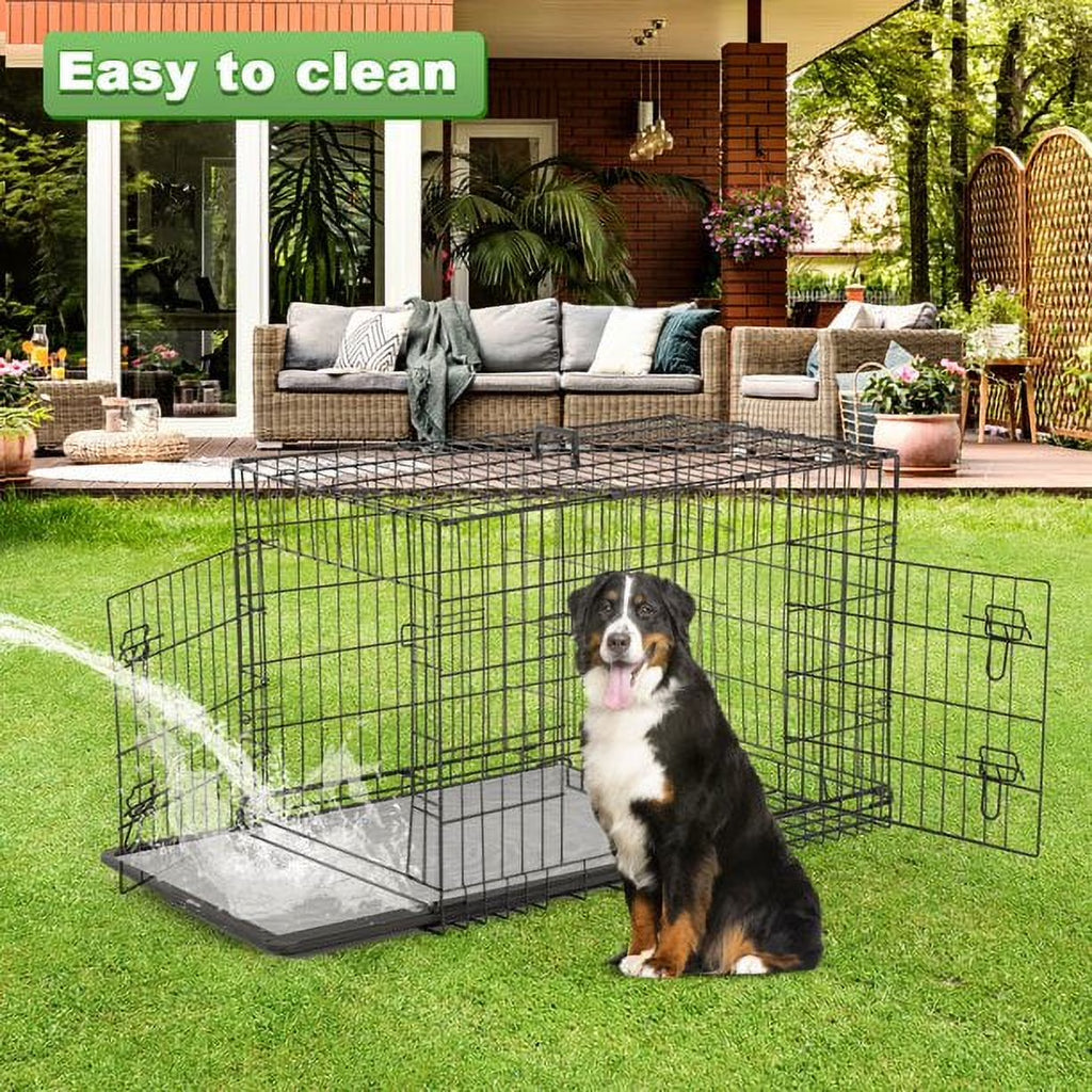 Animal Pet Cage with Plastic Tray and Handle, 36 Inches, Large