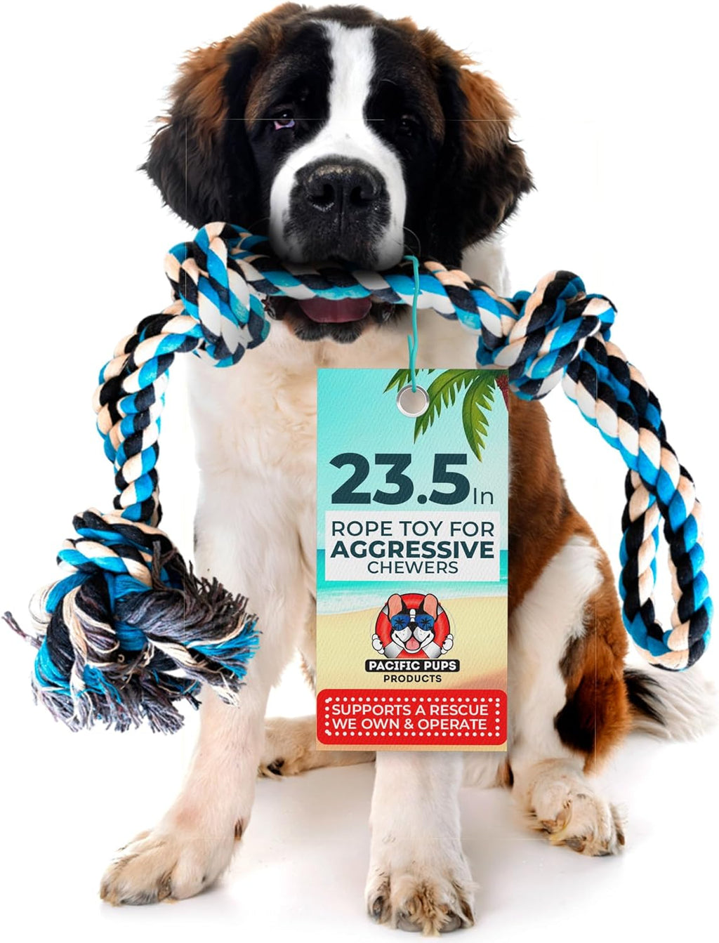 Large Dog Rope Toy for Large Dogs - 23.5" Dog Tug of War Toy - Durable Big Pull Rope for Aggressive Chewers & Teething Puppies
