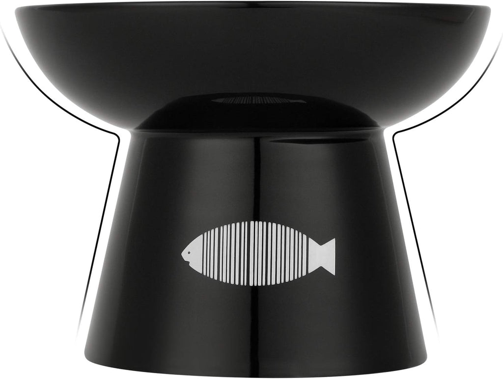 Cat Raised Food/Water Bowl for Elder Big Cats, Non-Skid 4.8X6.4In Premium Ceramic Cat Bowls with Stand, Sturdy and Anti-Fall… (Black)