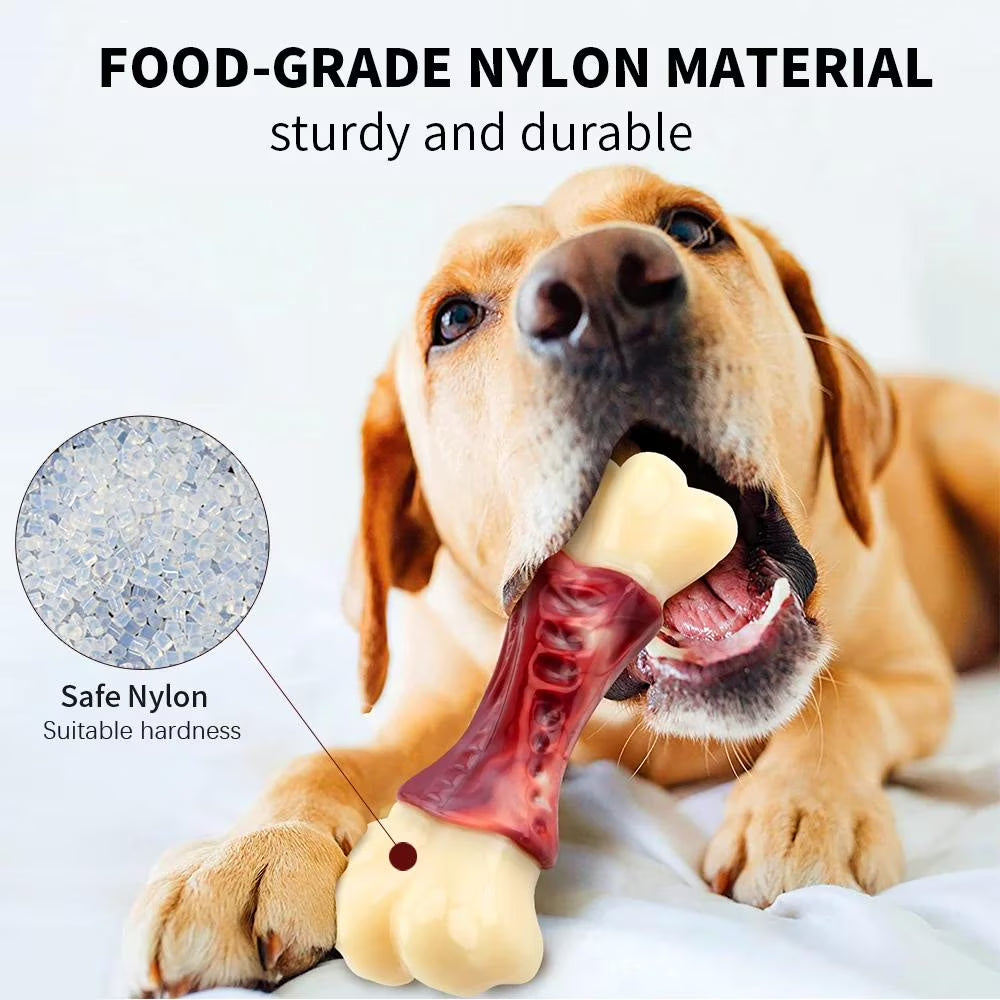 Dog Toys for Aggressive Chewers Large Breed, Beef Flavor Nylon Durable Dog Teething Chew Toys Nylon Bones for Medium Large Dogs