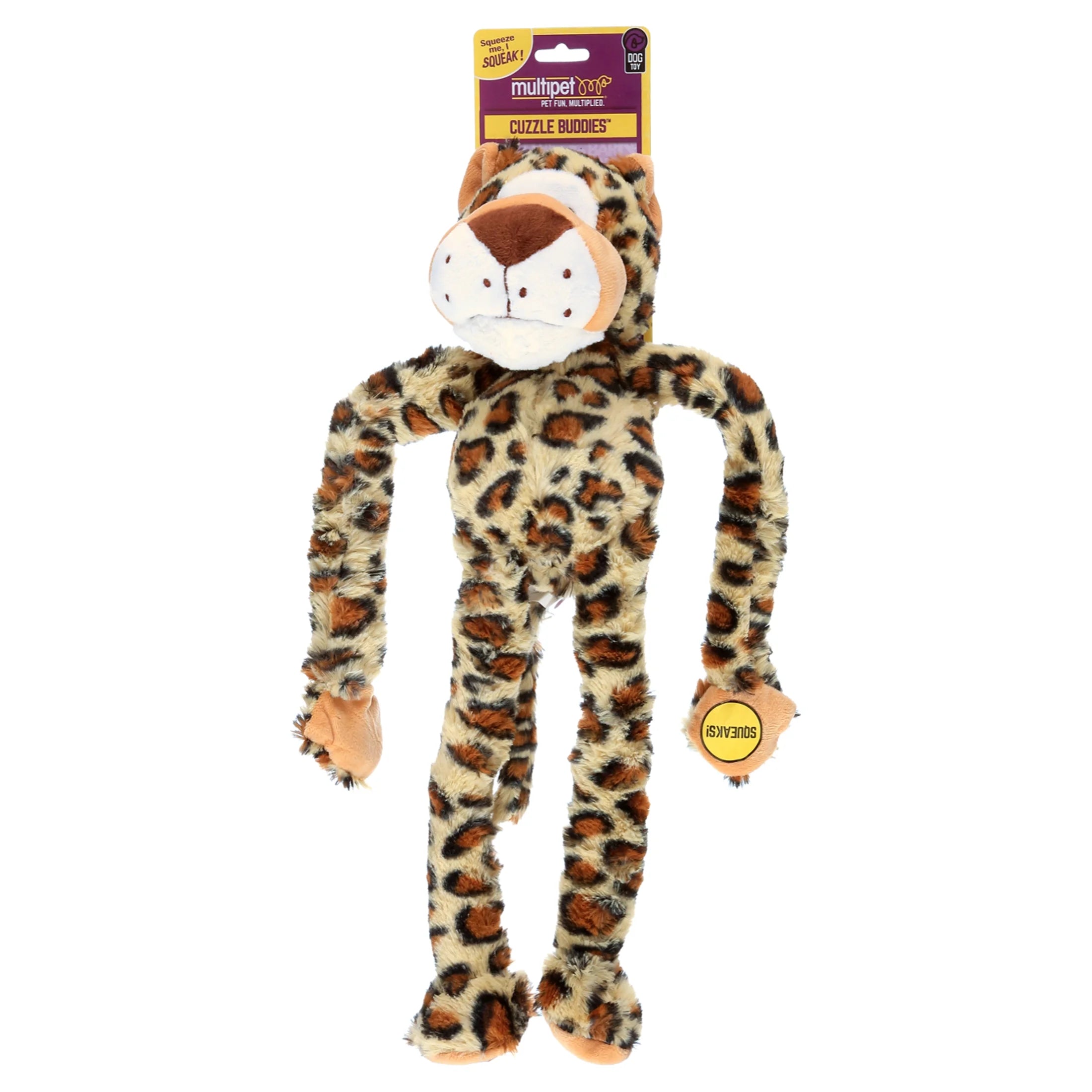 Swingin' Safari Plush Leopard Dog Toy with Squeakers, 19 Inches
