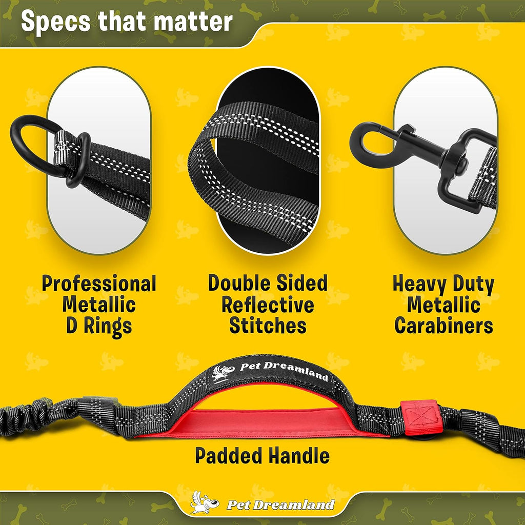 Exquisite Hands-Free Leash for Medium Dogs: Perfect for Active Pet Owners Comfortable, Durable & Ideal for Running, Walking, Hiking. Premium Dog Waist Leash with Bungee. Must-Have Dog Gear