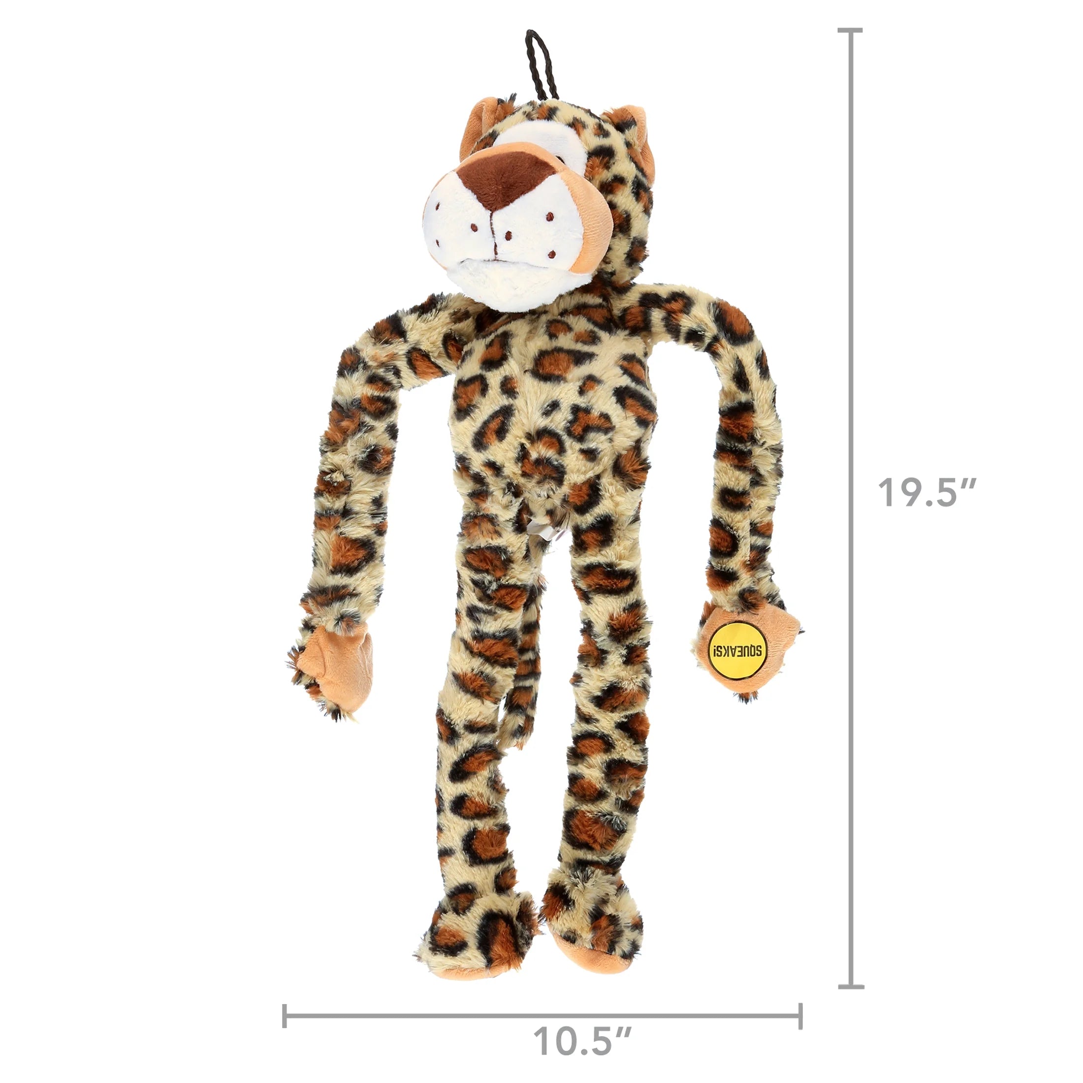 Swingin' Safari Plush Leopard Dog Toy with Squeakers, 19 Inches