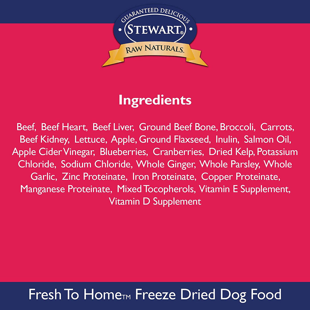 Raw Naturals Freeze Dried Dog Food Grain Free Made in USA with Beef, Fruits, & Vegetables for Fresh to Home All Natural Recipe, 24 Oz.