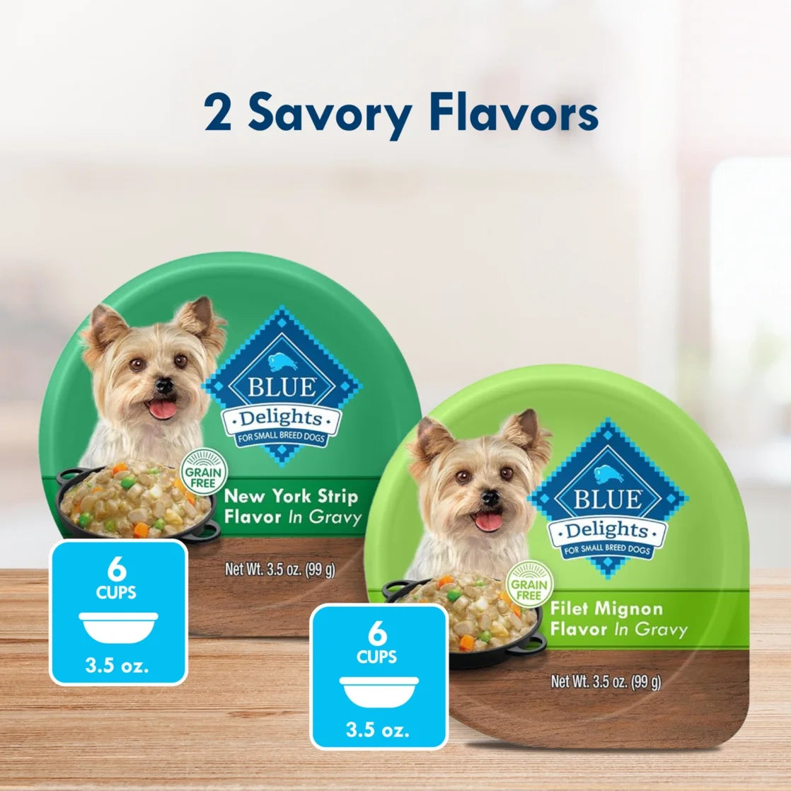 Delights Adult Small Breed Filet Mignon & New York Strip Wet Dog Food Variety 12 Pack, 3.5 Oz Cup