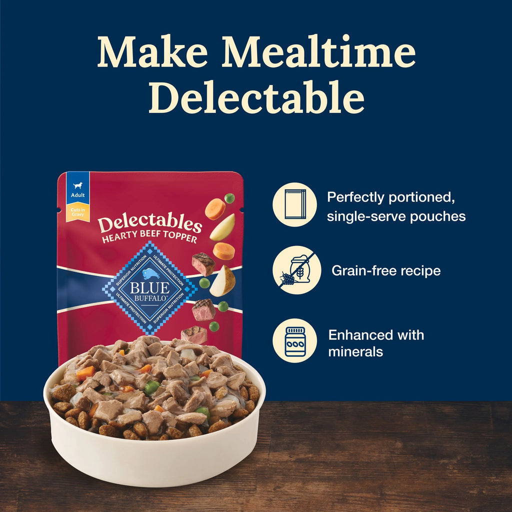(6 Pack)  Delectables Natural Wet Dog Food Toppers, Hearty Beef, 3-Oz Pouch