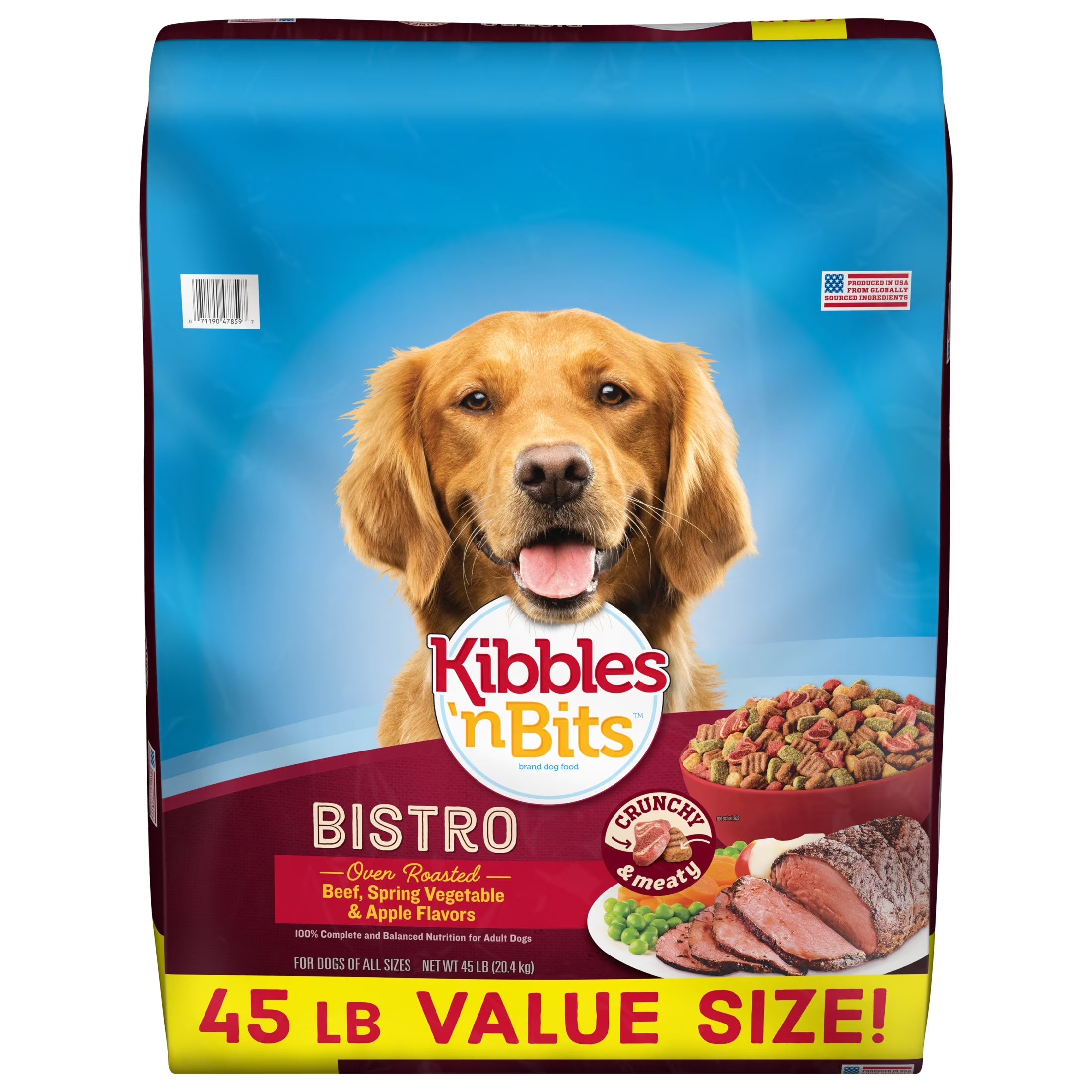 Kibbles 'N Bits Bistro Oven Roasted Beef, Vegetable & Apple Flavors Dry Dog Food, 45 Lb.