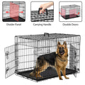 42 Inch Jaula Para Perro, Jaulas Y Perreras Plegables Grandes Para Perros Grandes Con Asa, Jaula Para Perro De Alambre Metálico De Doble Puerta Para Exteriores Con Bandeja De Plástico Para Perros Medianos, Negro