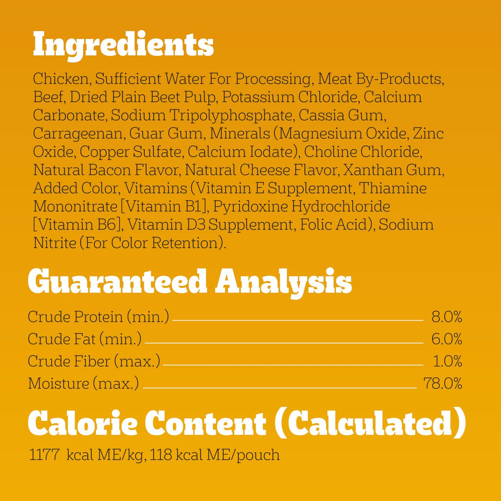 PEDIGREE CHOPPED GROUND DINNER Adult Soft Wet Dog Food, Beef, Bacon & Cheese